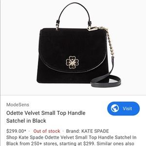 Kate spade crossbody black velvet